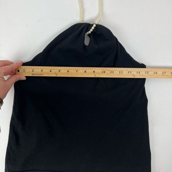 Chaps Black Silk Blend Pearl Halter Top Women’s Size Large - Picture 11 of 14